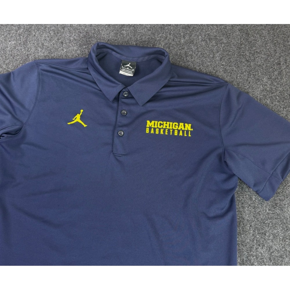 Nike Air Jordan Men's Michigan Wolverines Basketball Logo Dri-Fit Golf Polo Sz L